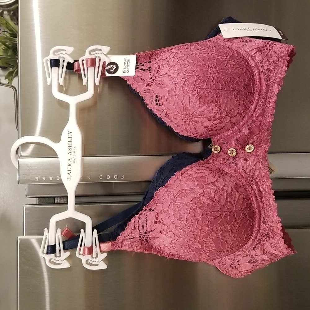 💕LAURA ASHLEY💕 2 Pack Bras ~ Pink & Blue Lace 34B NWT